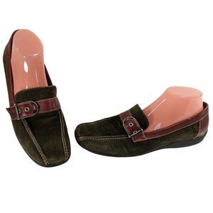 Sesto Meucci Womens Leather Suede Slip-On Loafers Casual Shoes Buckle Size 9.5 M